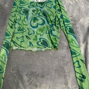 Princess Polly Green Heart Long Sleeve Tee